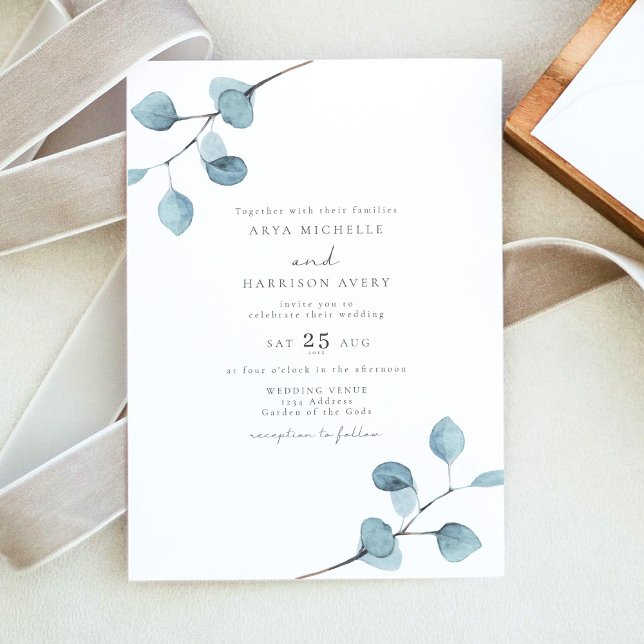 Invitación ARYA Rústica acuarela Eucalyptus Greenery Boda (Subido por el creador)
