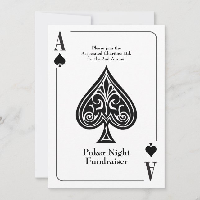 Invitación As of Spades Juaying Card, Poker, Casino Night (Anverso)