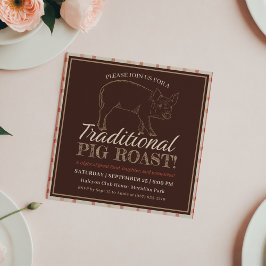Invitación asado de cerdo tradicional de barbacoa