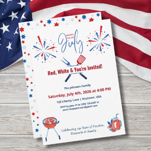 Invitación Asado patriótico del 4 de julio América 250 Aniv