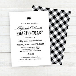 Invitación Asar y Tostar Cena de Ensayo de Boda Negra