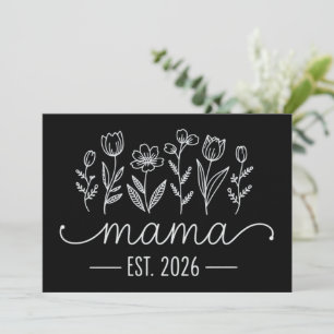 Invitación Ascendida a Mamá 2026 Embarazo Floral Nueva Mamá