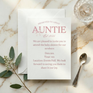 Invitación Ascendida a Tía Abuela Est 2026 Baby Shower