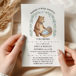 Invitación Ascendido a Hermano Mayor Osito Cumpleaños de Bebé