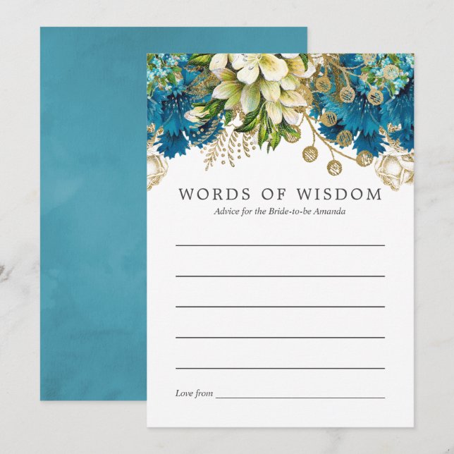 Invitación Asesoramiento de novias sobre la ducha verde azula (Anverso / Reverso)