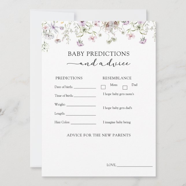 Invitación Asesoramiento y predicciones para bebé morado de f (Anverso)