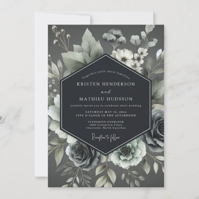 Invitación Ash Elegant Botanical Wedding (Anverso)