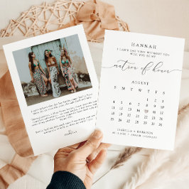 Invitación ASHER Calendario de guiones modernos Matron Honor 