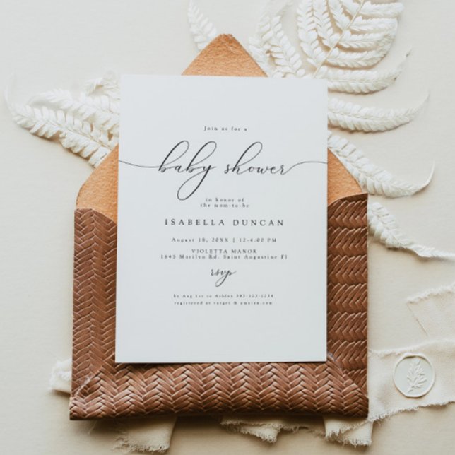 Invitación ASHER Modern Elegant Calligraphy Baby Shower (Subido por el creador)