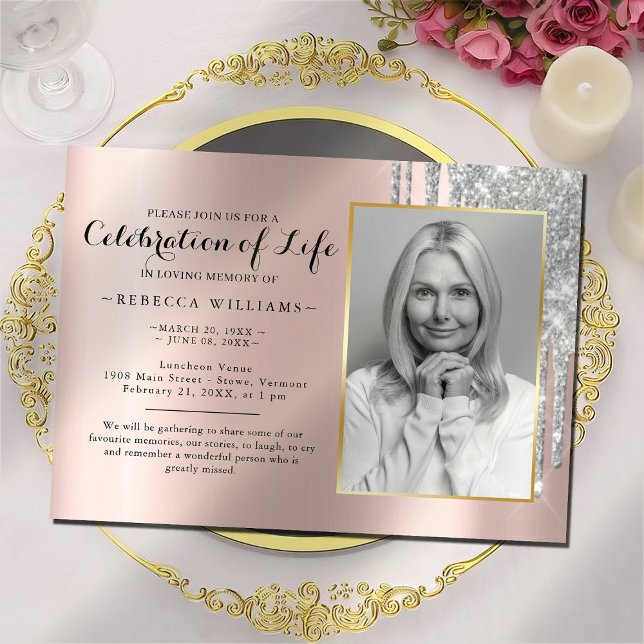 Invitación Así de elegante Rosa de la celebración de la vida (Subido por el creador)