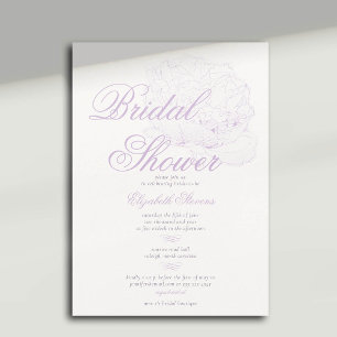 Invitación Así Lilac Peony Calligraphy Elegante Ducha Bridal