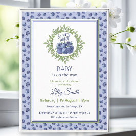Invitación Así que Berry Sweet Baby Shower Blueberry Blue Pat