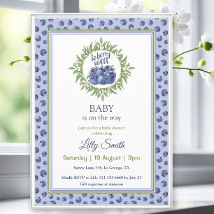 Invitación Así que Berry Sweet Baby Shower Blueberry Blue Pat