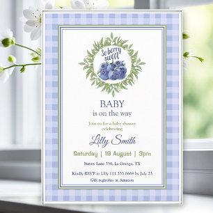 Invitación Así que Berry Sweet Baby Shower Blueberry Blue Pla