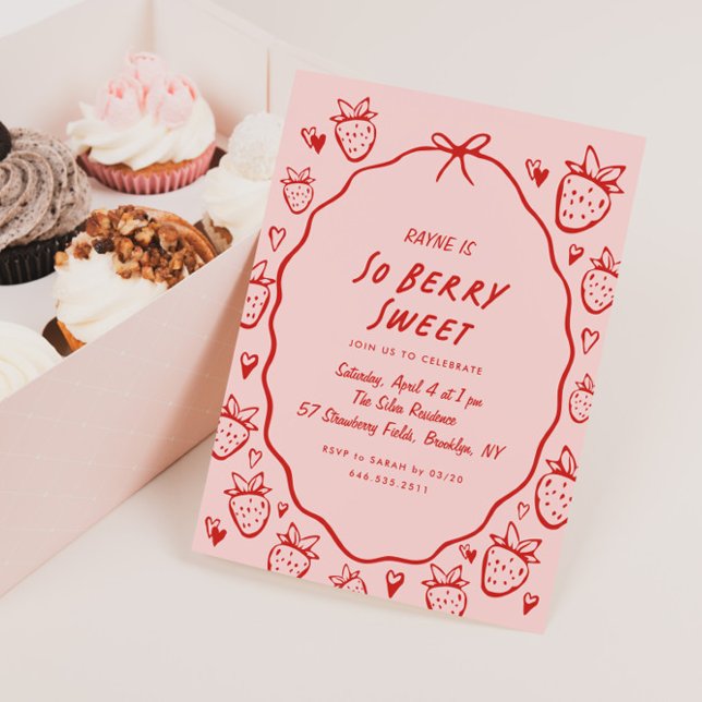 Invitación Así que Berry Sweet Whimsical Chicas Coquette Cump (Subido por el creador)