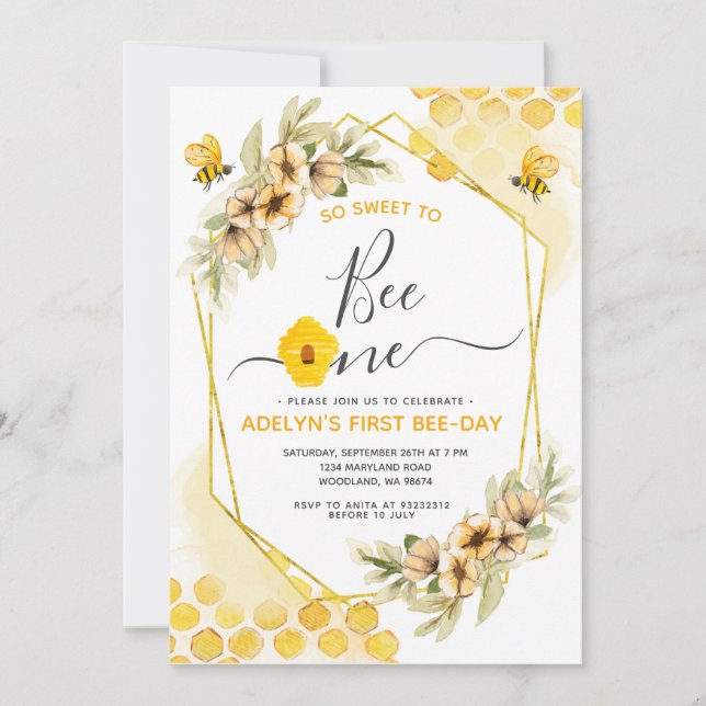 Invitación Así que dulce por ser una fiesta de cumpleaños de  (Anverso)