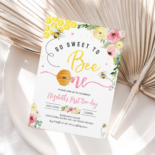 Invitación Así Que Dulce Ser Un Fiesta Día De Abeja Primer Cu (Subido por el creador)