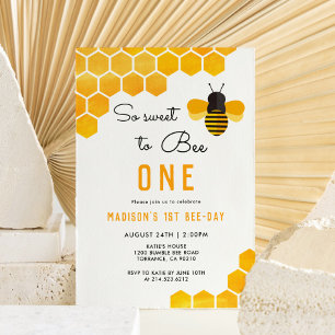 Invitación Así Que Dulce Ser Un Primer Cumpleaños De Abeja