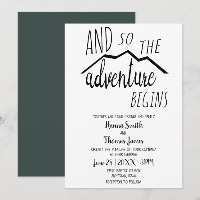 Invitación Así Que La Aventura Empieza A Un Boda Rústico De M (Anverso / Reverso)