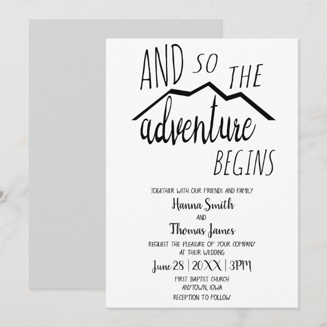 Invitación Así Que La Aventura Empieza A Un Boda Rústico De M (Anverso / Reverso)