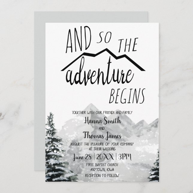 Invitación Así que la aventura empieza Boda de montaña rusa (Anverso / Reverso)