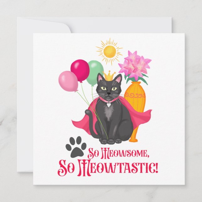 Invitación Así Que Meowsome, ¡tan meowtastic! (Anverso)