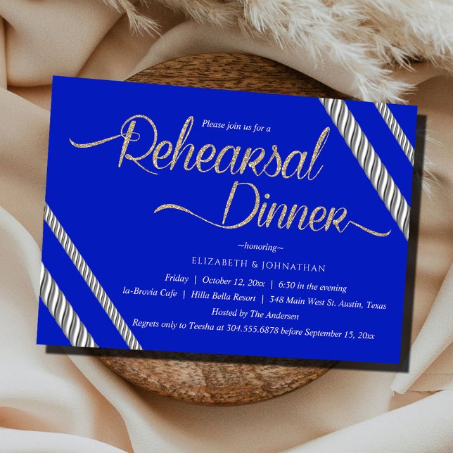 Invitación Así que Moda caligrafía azul cena de ensayo mínimo (Subido por el creador)