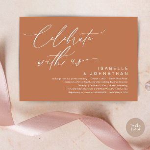 Invitación Así que nos escapamos, cena de fiesta de boda romá