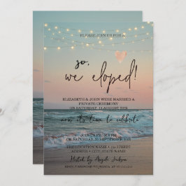 Invitación Así que Nos Fugamos,Boda al Atardecer en la Playa 