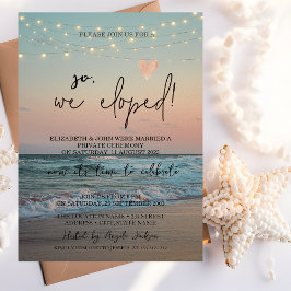 Invitación Así que Nos Fugamos,Boda al Atardecer en la Playa 