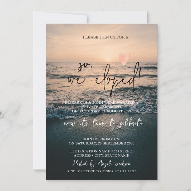 Invitación Así que Nos Fugamos,Boda de fuga en la playa tropi (Anverso)