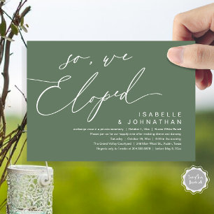 Invitación Así que Nos Fugamos, Cena de Fiesta de Boda Románt