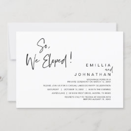 Invitación Así que Nos Fugamos, Fiesta de Boda de Fuga
