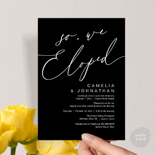 Invitación Así que Nos Fugamos Fiesta de Cena de Boda Románti