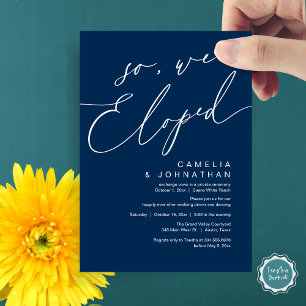 Invitación Así que Nos Fugamos Fiesta de Cena de Boda Románti