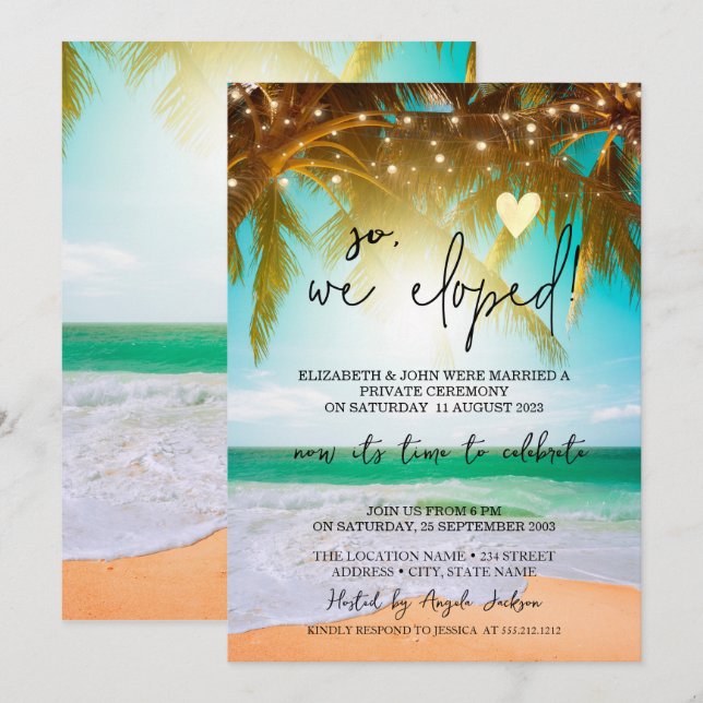Invitación Así Que Nos Fuimos, El Elopement Boda Palmas de Pl (Anverso / Reverso)
