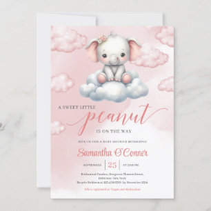 Invitación Así que un pequeño elefante lindo en la nube de ca