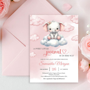 Invitación Así que un pequeño elefante lindo en la nube de ca