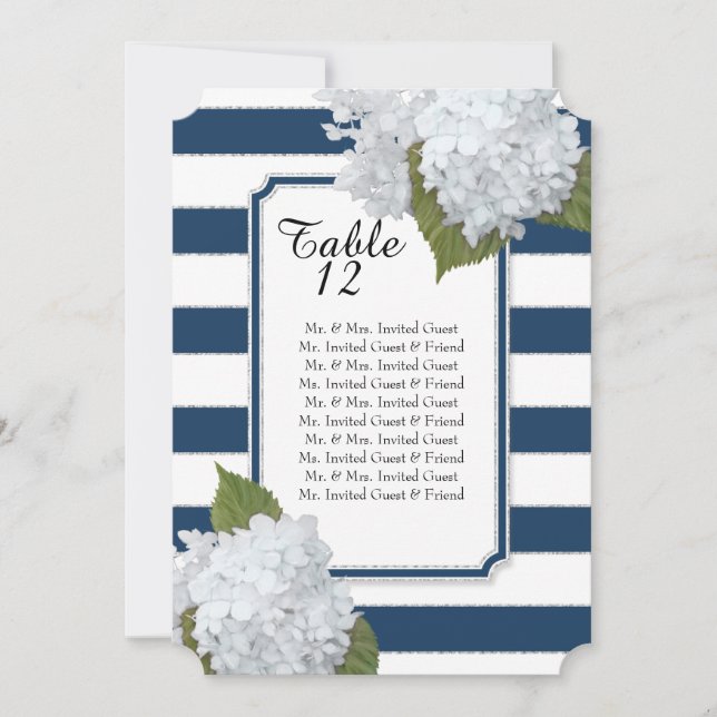 Invitación Asiento blanco de la tabla de los Hydrangeas del (Anverso)