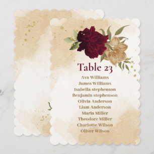 Invitación Asientos de boda con flores botánicas en verde gra