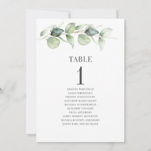 Invitación Asientos de Boda con número de tabla de hojas de e