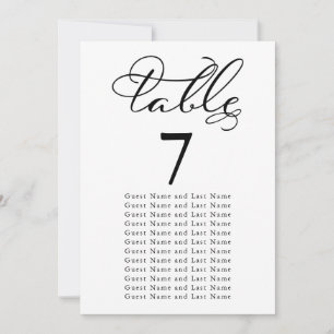 Invitación Asientos de boda Simple Elegante Caligrafía