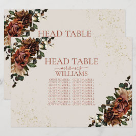 Invitación Asientos de la mesa de la cabeza floral Boho Terra