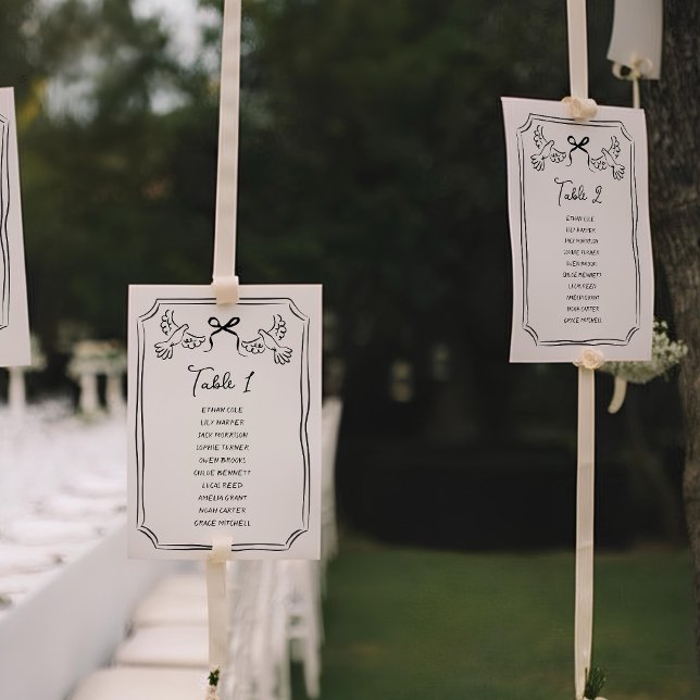 Invitación Asientos de mesa de boda con garabato funky dibuja (Subido por el creador)