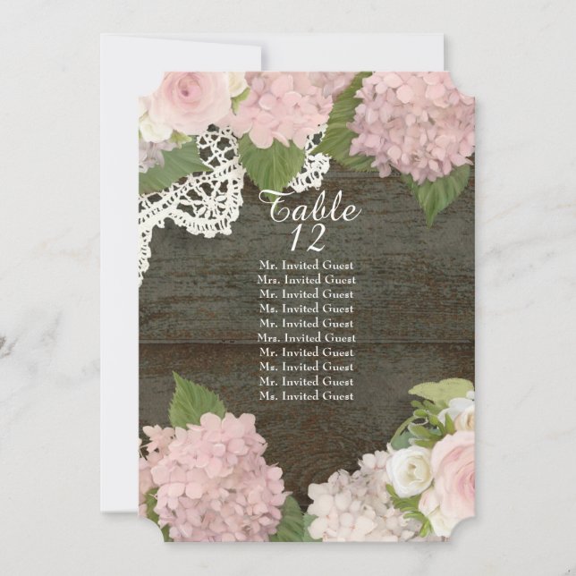 Invitación Asientos de mesa de hidrangea Rosa de encaje de ma (Anverso)