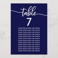 Asientos para invitados de boda Caligrafía azul ma