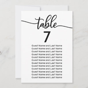 Invitación Asientos para Invitados de Boda Caligrafía Moderna