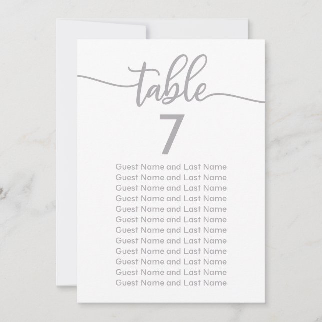 Invitación Asientos para Invitados de Boda con Caligrafía Pla (Anverso)