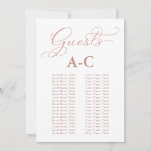 Invitación Asientos para invitados de boda en orden alfabétic