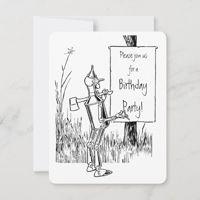 Invitación Asistente de cosecha de Oz. Cumpleaños de Tinman y (Anverso)